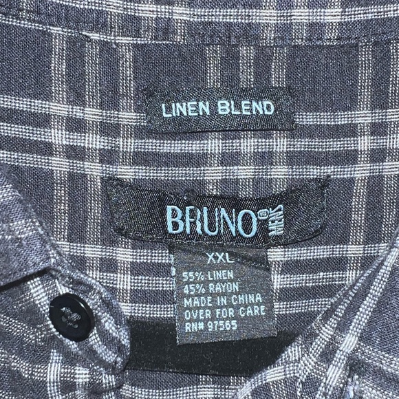 BRUNO New York Linen Blend Button Down Short Sleeve Shirt. Washable Linen XXL - Picture 7 of 11